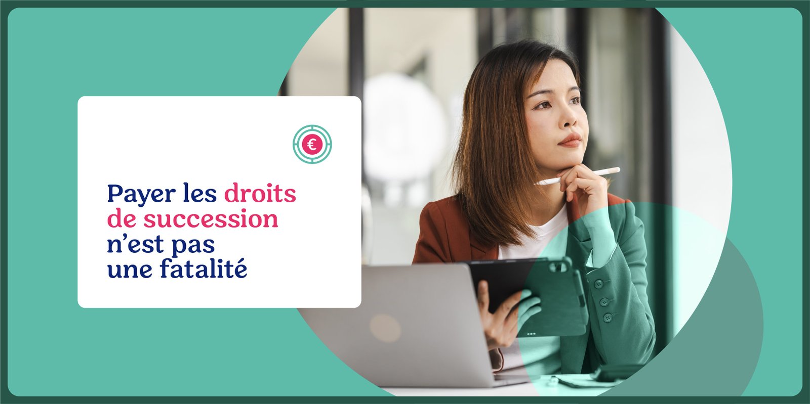 "Une femme réfléchit à des stratégies pour réduire ses frais de succession et optimiser la transmission de son patrimoine.